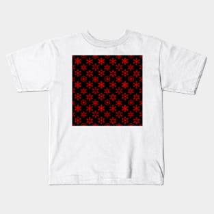 Assorted Snowflakes Red on Black Kids T-Shirt
